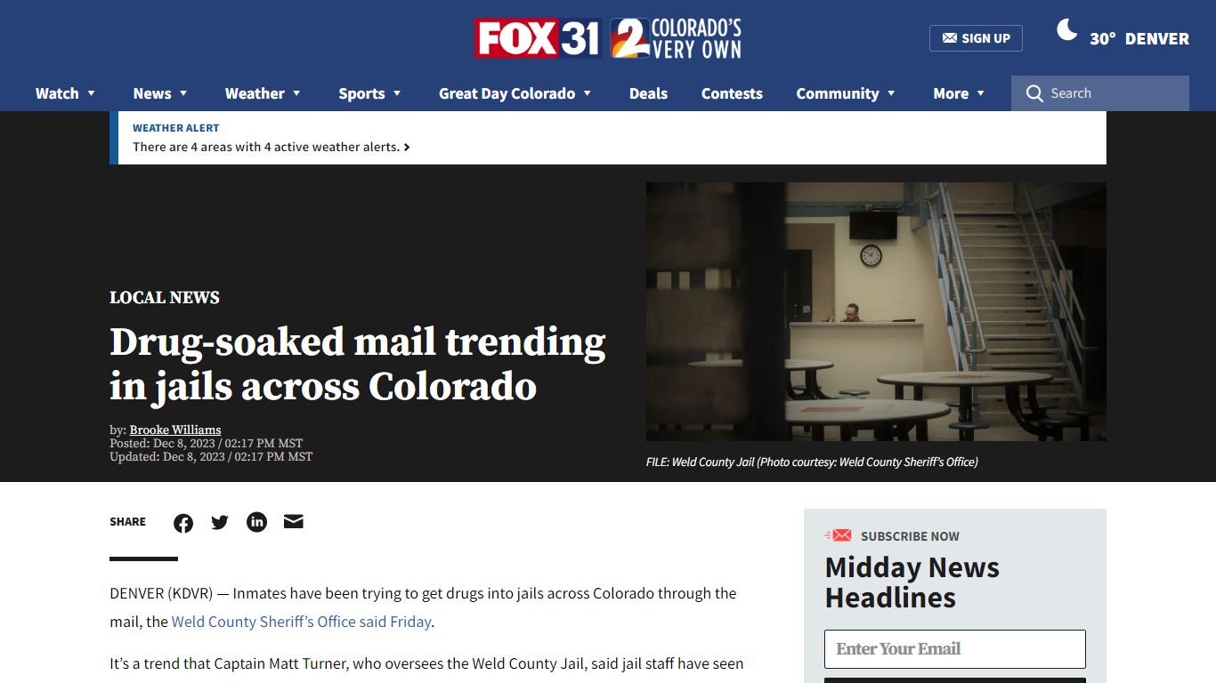 Drug-soaked mail trending in jails across Colorado