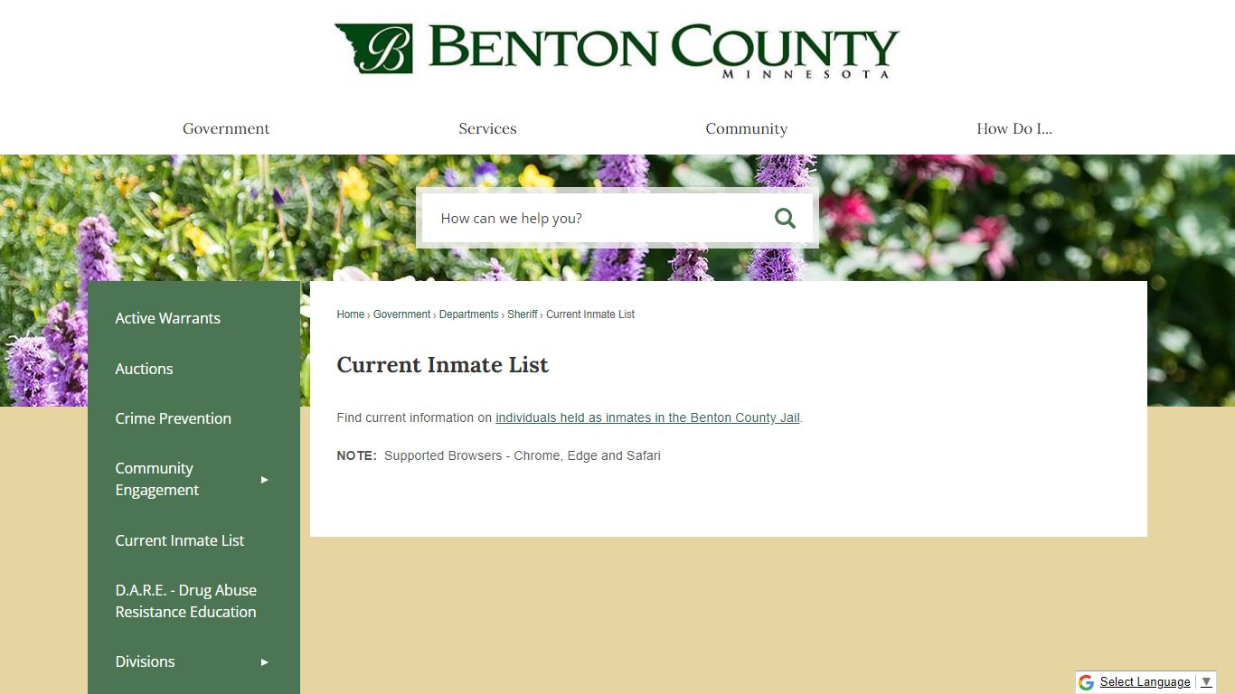 Current Inmate List | Benton County, MN